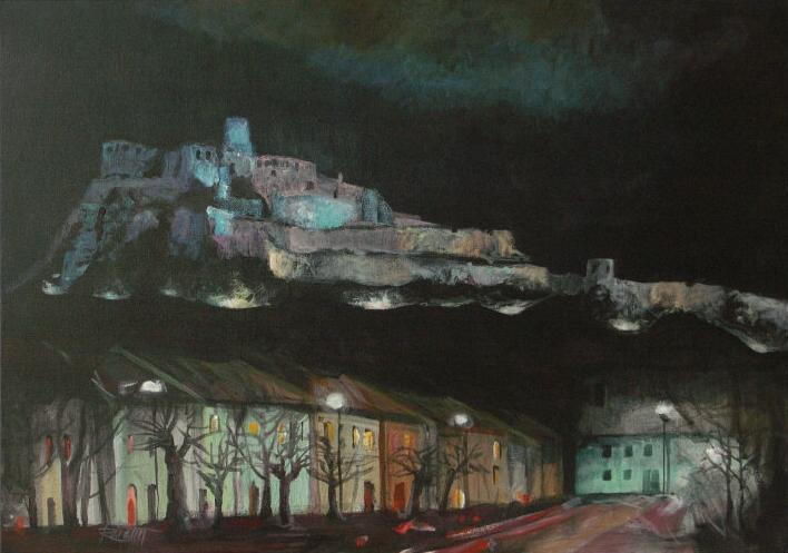 Spišský hrad (noc), 2007, akryl na plátne, 70x100 cm 